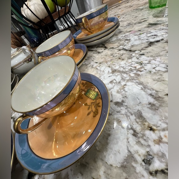 Super rare vintage Noritake China iridescent hand painted china 13 pieces - Picture 8 of 17